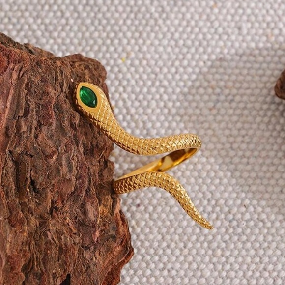 💛Gold Plated shiny snake adjustable ring - Picture 6 of 6